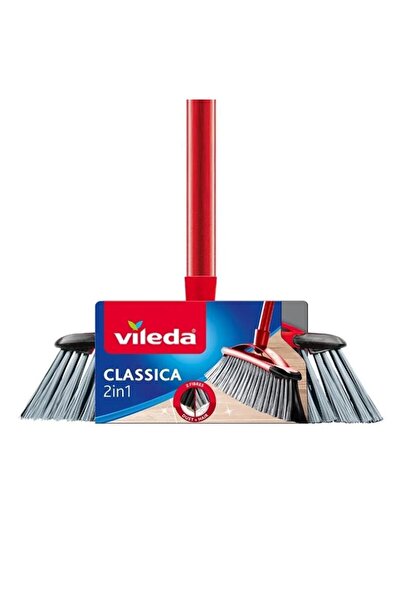 Vileda Mătură Classica 2 în 1 cu mâner, 130 cm (Negru/Roșu)