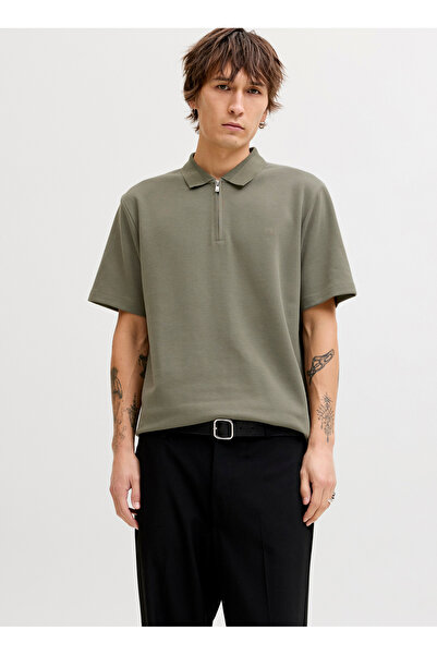 Jack & Jones Yeşil Erkek Regular Fit Polo T-Shirt 12292992 JPRBLAETHAN SS ZIP...