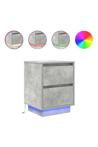 vidaxl Noptiere cu lumini LED 2 buc Beton Gri 38x34x50 cm