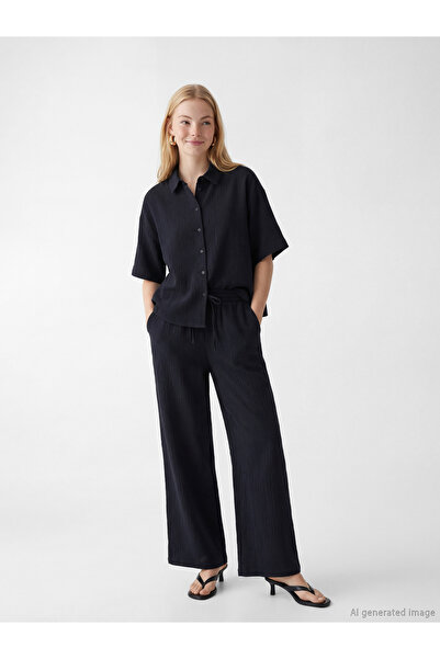 LC Waikiki Pantaloni de damă din muselină cu talie elastică