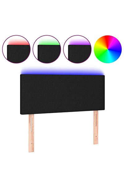 vidaxl Tăblie de pat cu LED, negru, 100x5x78/88 cm, textil