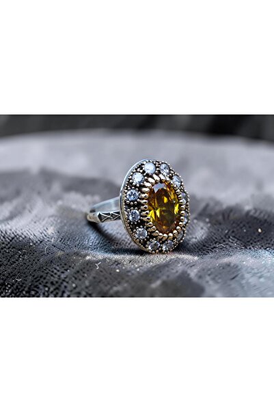 Rubino Silver 925 ayar gümüş Kadın yüzük - Sitrin Taşlı Kadın Yüzük - Bronz D...