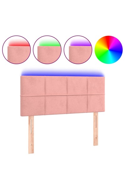 vidaxl Tăblie de pat cu LED, roz, 90x5x78/88 cm, catifea