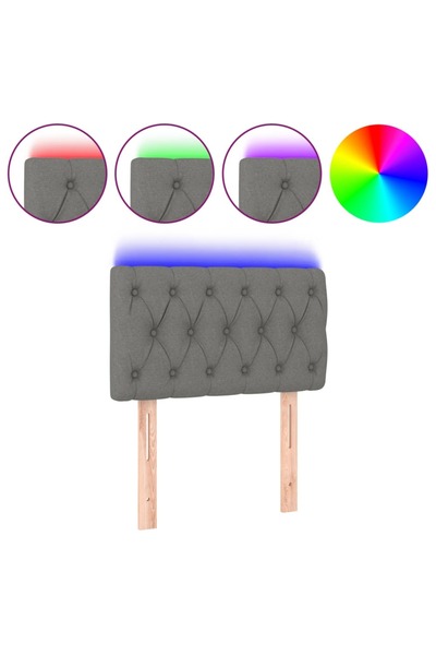 vidaxl Tăblie de pat cu LED, gri deschis, 80x7x78/88 cm, textil