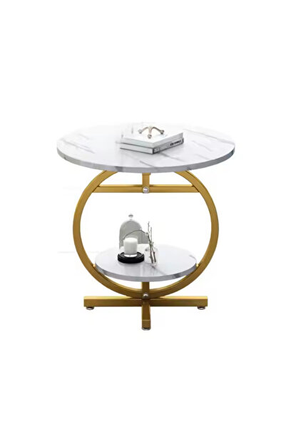 TodayShop Măsuță de cafea rotundă cu 2 niveluri - Design elegant și modern di...