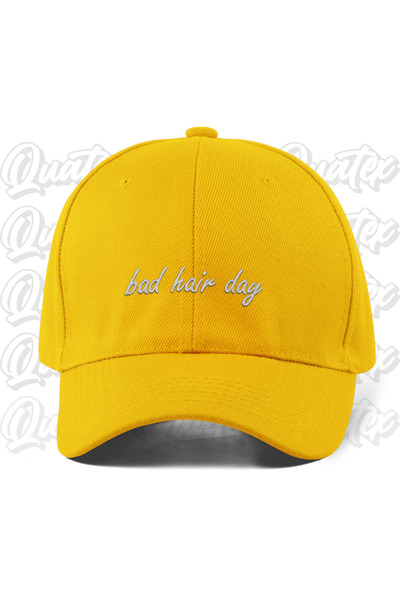 CapHub Bad Hair Day Embroidered Hat - Yellow Color 100% Cotton Gabardine Unis...