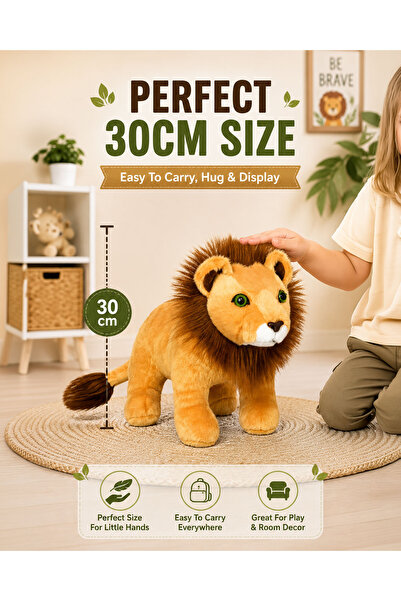 Wild Planet Baby Lion Plush 30cm Soft Stuffed Animal Toy Cute Jungle Lion Cub...