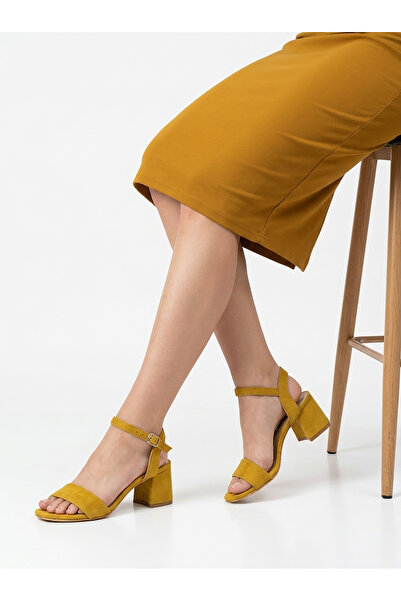 Ayalbuzenne Mustard Luxury Suede Single Strap Heel Height 5.0