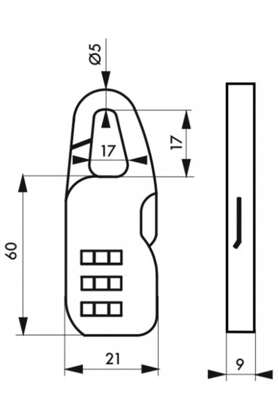 Serrurerie de Picardie Lacăt pentru bagaje, cu combinație, combinații multiple, 60 mm, nichelat - SP