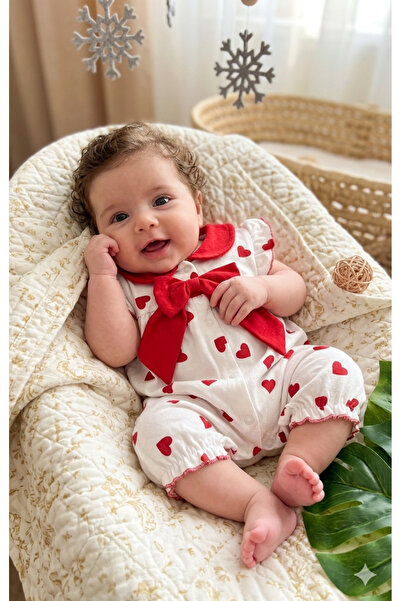 CemBebe Baby girl comfortable thin fabric heart pattern stylish romper