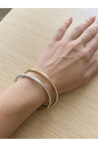 lotusbybuket Silver-Gold 2’li Çelik Ajda Bilezik