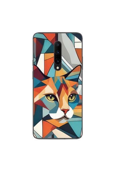 OEM Husa compatibila cu OnePlus 7 Pro Silicon Gel Tpu Model Cubic Cat Art