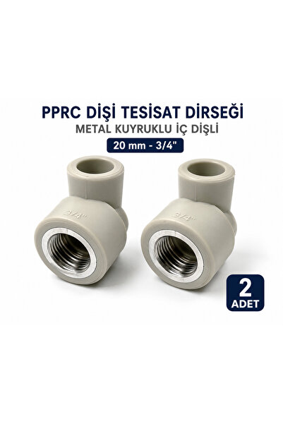 FIRAT Pprc Dişi Tesisat Dirseği Metal Kuyruklu İç Dişli 20 mm -3/4 ( 2 ADET)