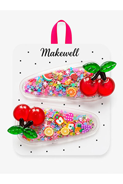 MakeWell مشبك شعر على شكل الكرز للفتيات - مشبك شعر لامع باللون الفاكهي (مجموع...