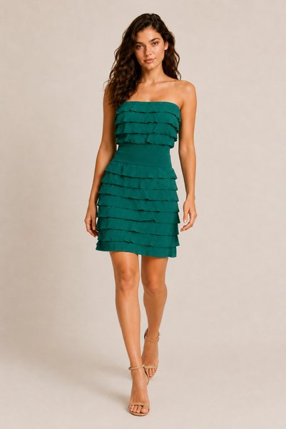 MuFuLu Strapless Ruffle Detailed Mini Dress