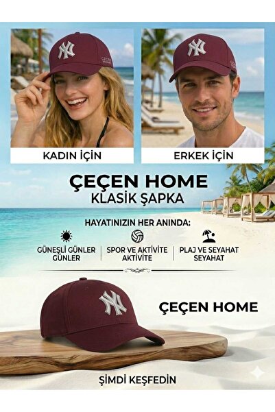 ÇEÇEN HOME (1 Adet) Gölgelikli Kasket Şapka, Nakışlı Unisex Spor Şapka, Yazlı...