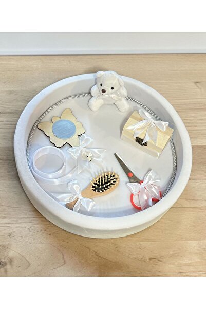 Your Baby Store Set tavita pentru taiere mot din catifea - alb cu ursulet pen...