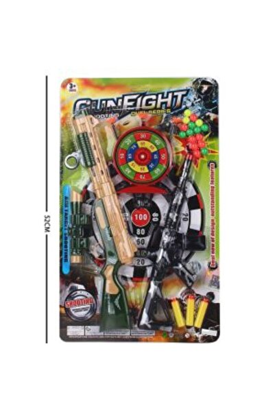 PlayFun Set pusti„Gun Fight” 52 cm – 2 Puști Diferite, Ținte și Proiectile, D...