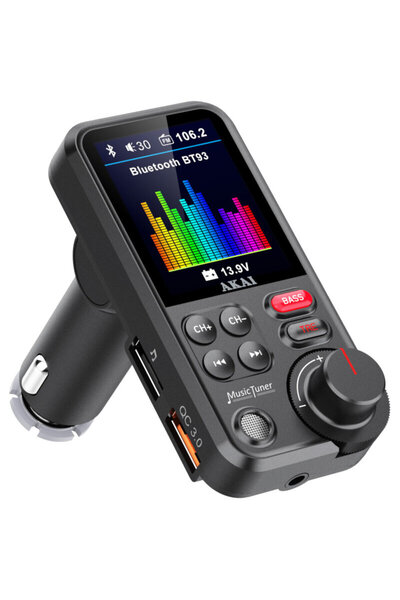 AKAI FMT-93BT FM transmitter με Hands Free, QC φορτιστή αυτοκινήτου, Bluetoot...