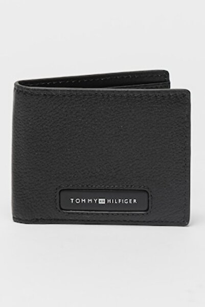 Tommy Hilfiger Πτυσσόμενο δερμάτινο πορτοφόλι με λογότυπο, Μαύρο