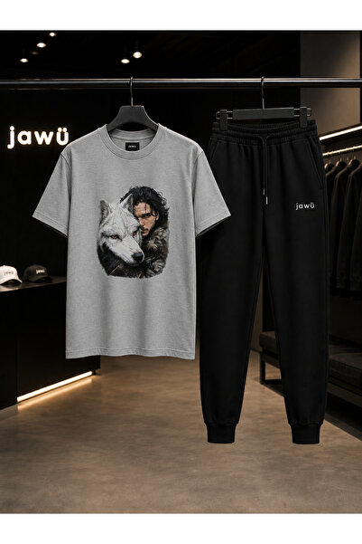 JAWÜ STYLE Snow Printed T-Shirt Tracksuit Oversize Set