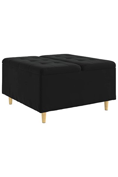 vidaxl Ottomană de depozitare cu pernă Negru 80 x 80 x 45 cm Catifea