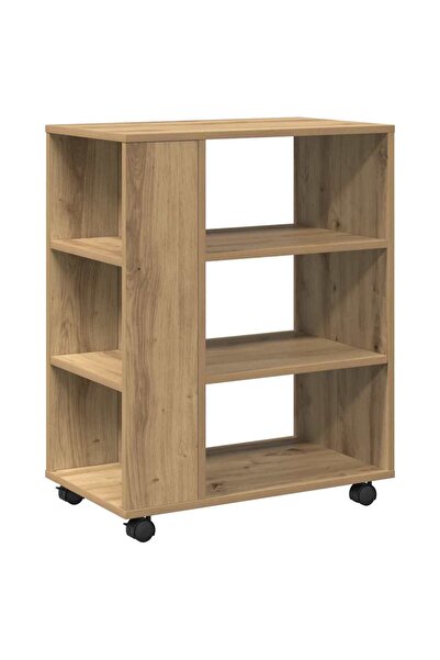 vidaxl Dulap cu roți, stejar artizanal, 60x35x75 cm, lemn prelucrat