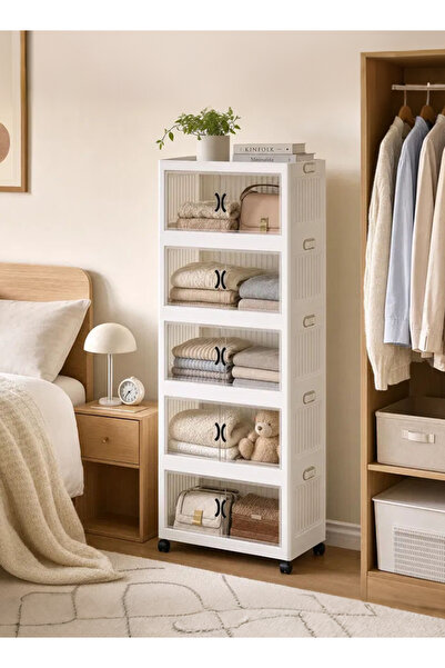 Generic Installation-free folding storage cabinet - Transparent double-door w...