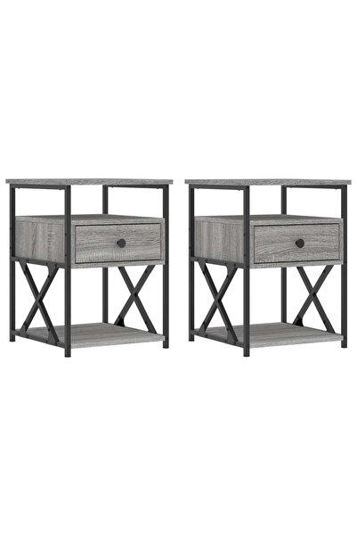 vidaxl Noptiere, 2 buc., gri sonoma, 40x42x55 cm, lemn prelucrat