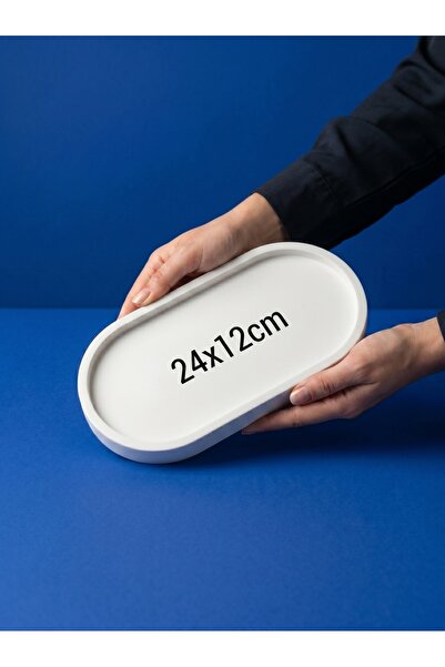 CANSEB Elegance 24X12 cm White Decorative Plate Presentation Tray