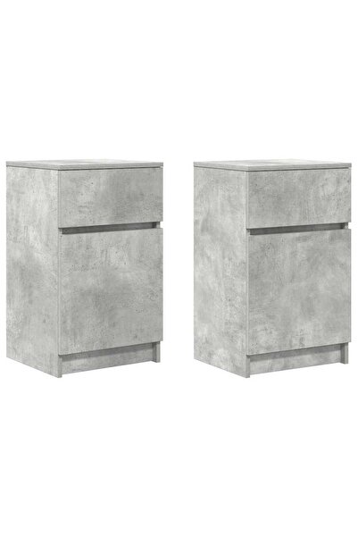 vidaxl Noptiere, 2 buc., gri beton, 39x35x65 cm, lemn prelucrat