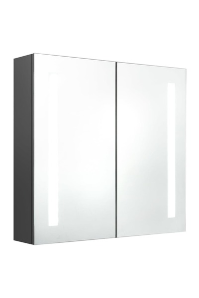 vidaxl Bathroom cabinet with mirror and LED, gray, 62x14x60 cm