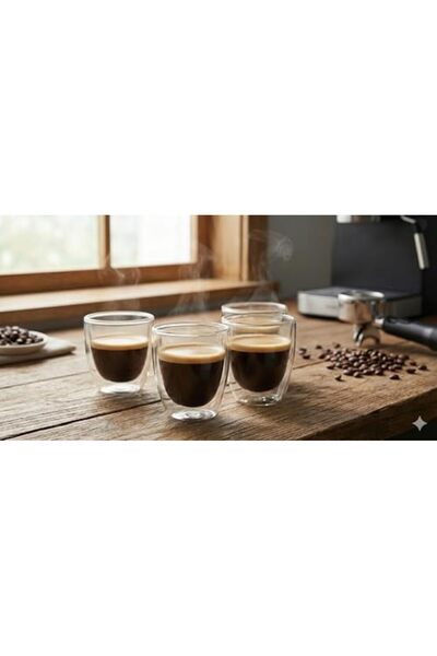 Yıldızan Trendypazars Store Needd Double Layer Espresso Glass Cup Set of 4 80...