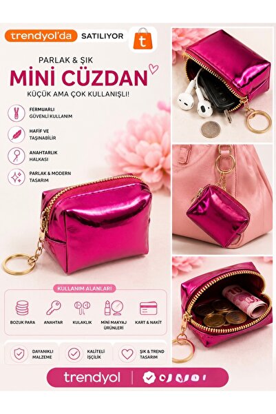 ELUNE İSTANBUL & Milanobright Fuchsia Mini Coin Purse – Zippered Accessory Ba...