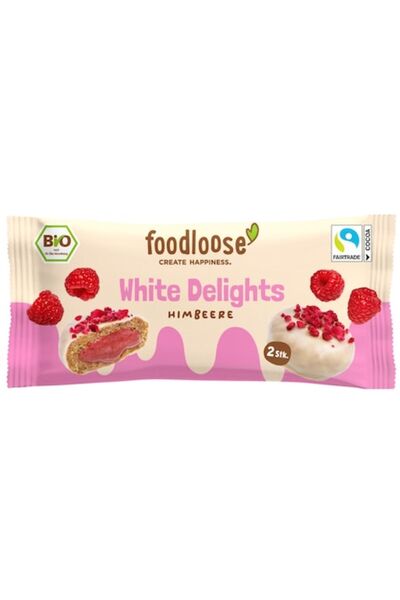 Foodloose Био бисквити с малина  "Уайт Делайтс " 40 г