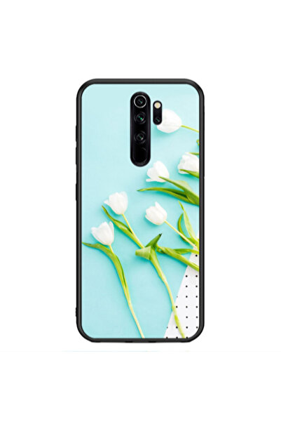 Other Xiaomi Redmi Note 8 Pro White Tulips Black Glossy Θήκη
