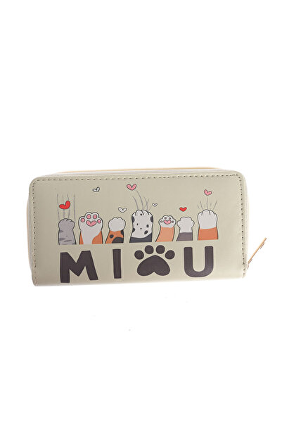 meli melo Cream Wallet with Printed and zipper