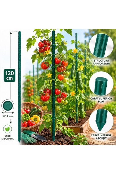 PROCART Suport pentru plante și legume, lungime 120 cm, diametru 11 mm, supor...