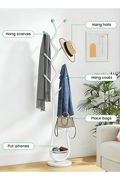 TAPIT Coat Rack Metal Freestanding Coat Rack with 8 Hooks Sturdy Coat Tree wi...