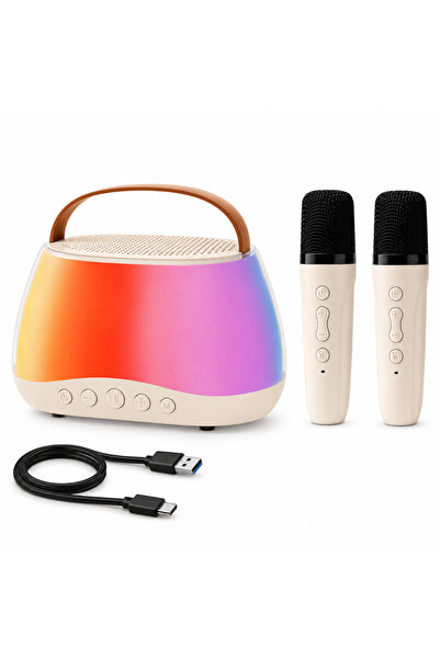 Velixo Set de 2 microfoane wireless pentru karaoke cu difuzor, Bluetooth, LED...