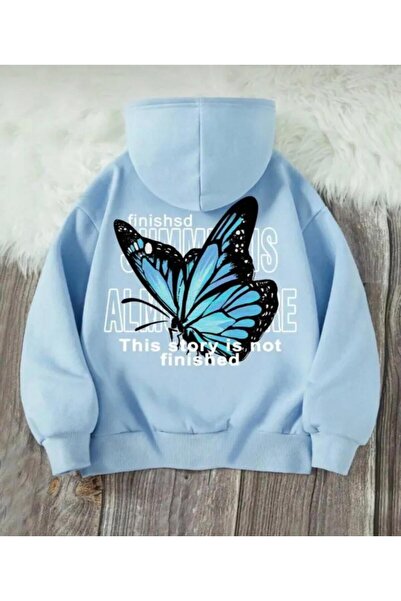 NIGRUM PARDUS DJEVOJAČKA SWEATSHIRT SA KAPULJAČOM, PLAVIM LEPTIROM NA LEĐIMA,...