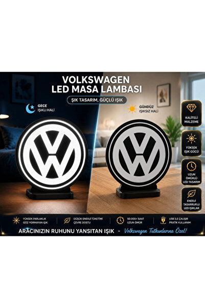 YSN SOUNDS Volkswagen Masa Lambası , VW Logolu Led Işıklı Masa Lambası , Volk...