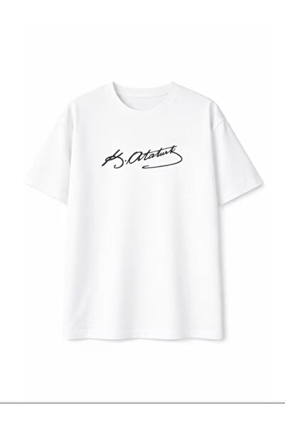EXPECTED Unisex Black and White Ataturk Signed Cotton T-Shirt