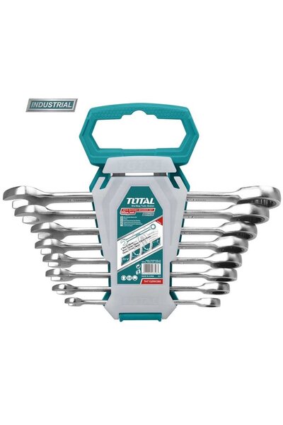 TOTAL Set 8 chei combinate cu clichet (INDUSTRIAL)