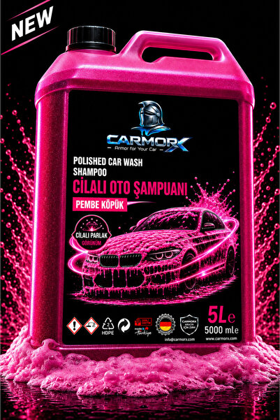CARMORX Cilalı Oto Yıkama Şampuanı Pembe Köpük 5L Yoğun Köpük Parlaklık ve Te...