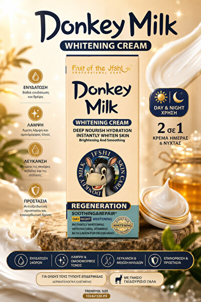 Wokali Donkey Milk Κρέμα Ημέρας Λεύκανσης Προσώπου με Γάλα Γάιδαρου