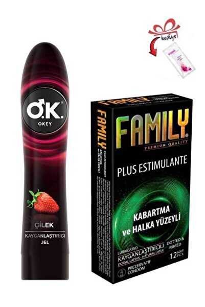 Okey Çilek Aromalı Kayganlaştırıcı Jel-Tırtıklı Halkalı Kabartma Özellikli Uy...