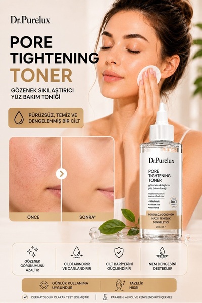 Dr.Purelux Gözenek Sıkılaştırıcı Yüz Toniği 200 ML | Glikolik Asit & Salisili...