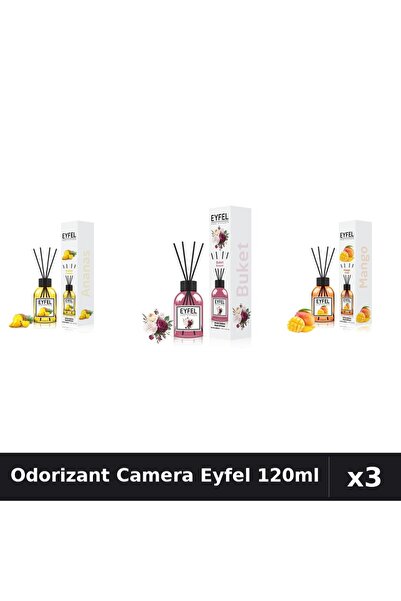 Eyfel Set 3 Odorizante Camera cu Betisoare - Ananas, Bouquet, Mango 120ml