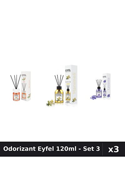 Eyfel Set 3 Odorizante Camera cu Betisoare 120ml - Acacia, Lavanda, Mana Maic...